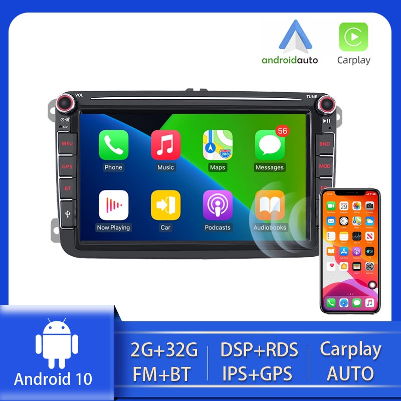 Autoradio Carplay GPS Android 10.0 pour Golf 5