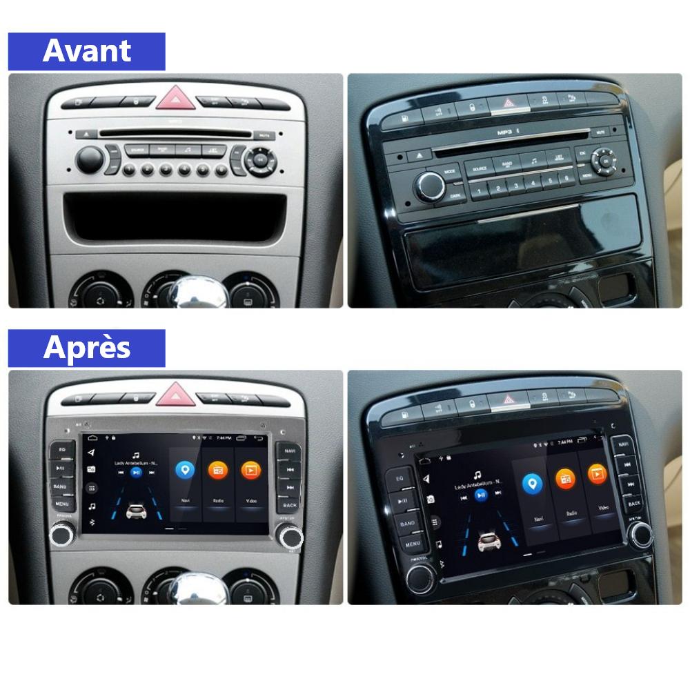 Autoradio GPS Peugeot 308 308SW gris Alkadyn Android Ecran géant