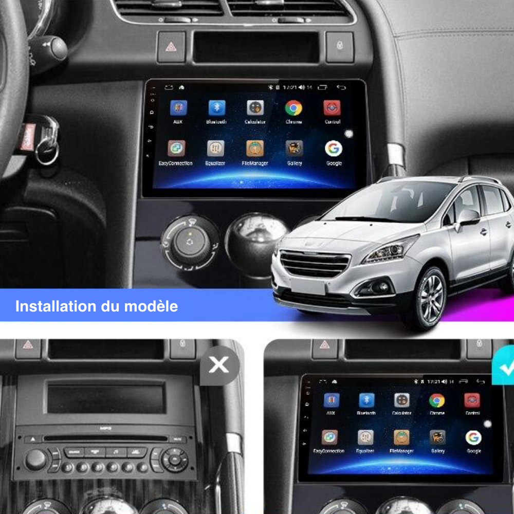 Autoradio Android 9 pouces D8-PG3008 Premium pour Peugeot 3008