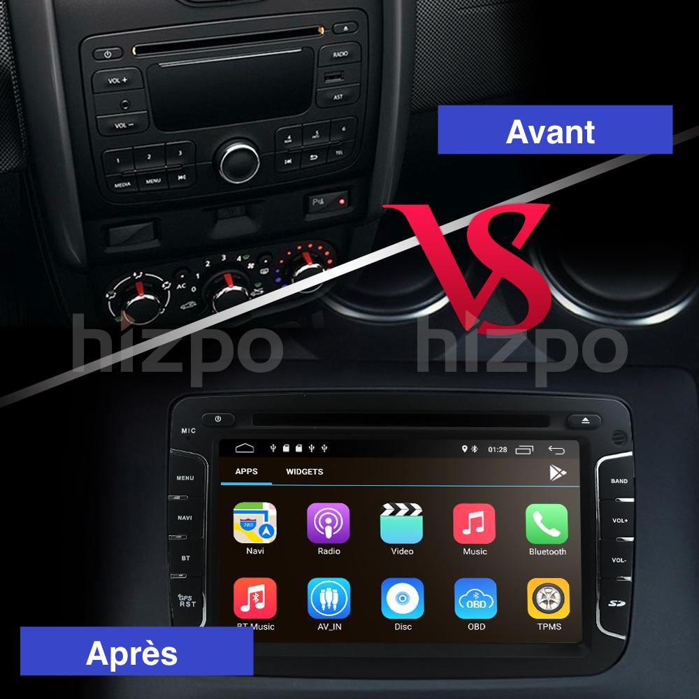 Autoradio 2 Din Android Autoradio Autoradio Pour Renault Dacia Sandero  2012-2017 Voiture Multimédia Autoradio GPS Système de navigation