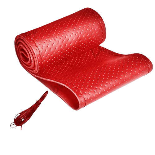 Housse De Volant Universelle En Cuir Sport | 37-38cm | Design Antidérapant Et Respirant | Rouge Et Noir
